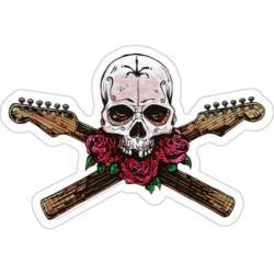 David Lozeau Skull Guitar Neck Cross - Vinyl Sticker