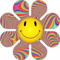 Physco Smiley Face Flower - Sticker