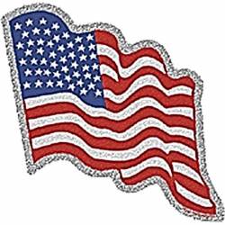 Glitter Wavy American Flag - Vinyl Sticker