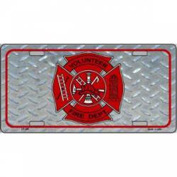 Volunteer Fire Dept Diamond Plate Maltese Cross - License Plate