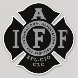 Black & Gray White Border IAFF Firefighter Maltese Cross - Vinyl Sticker