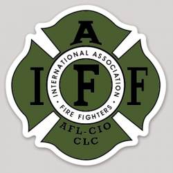 Dark Green & Black Maltese Cross IAFF International Association Firefighters - Vinyl Sticker