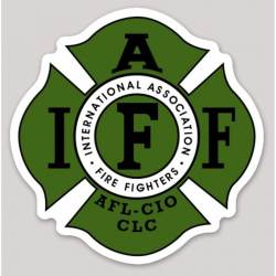 Green & Black Maltese Cross IAFF International Association Firefighters - Vinyl Sticker