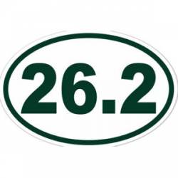 26.2 Marathon Running - Dark Green Oval Sticker