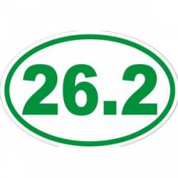 26.2 Marathon Running - Green Oval Sticker
