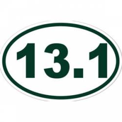 13.1 Half Marathon Running - Dark Green Oval Sticker
