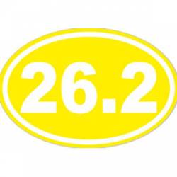 26.2 Marathon Running - Yellow Background Oval Sticker