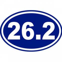 26.2 Marathon Running - Blue Background Oval Sticker