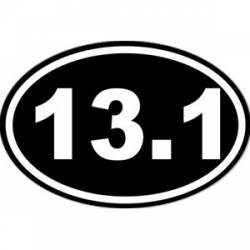 13.1 Half Marathon Running - Black Background Oval Sticker