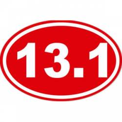 13.1 Half Marathon Running - Red Background Oval Sticker