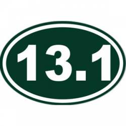 13.1 Half Marathon Running - Dark Green Background Oval Sticker