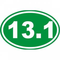 13.1 Half Marathon Running - Green Background Oval Sticker