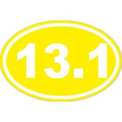 13.1 Half Marathon Running - Yellow Background Oval Sticker