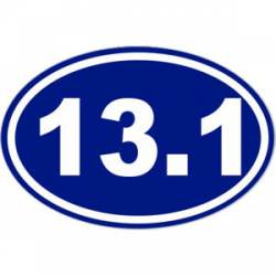 13.1 Half Marathon Running - Blue Background Oval Sticker