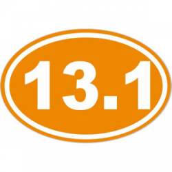 13.1 Half Marathon Running - Orange Background Oval Sticker