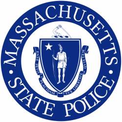 Massachusetts State Police Blue On White - Vinyl Sticker