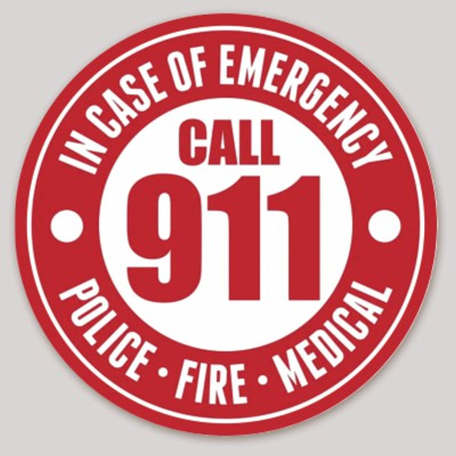 In Case Of Emergency Call 911 Police Fire Medical Vinyl Sticker at