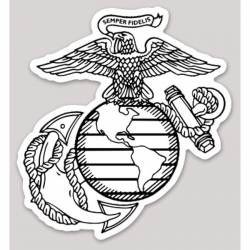 United States Marine Corps Eagle Globe Anchor Black & White - Vinyl Sticker