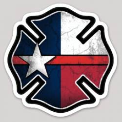 Thin Red Line Texas State Flag Maltese Cross - Vinyl Sticker