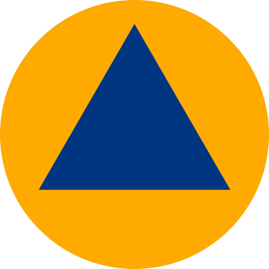 International Civil Defense Blue Triangle Logo - Vinyl Sticker at ...