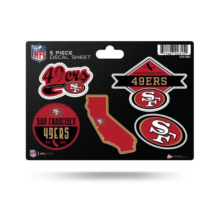 San Francisco 49ers - 5 Piece Sticker Sheet at Sticker Shoppe