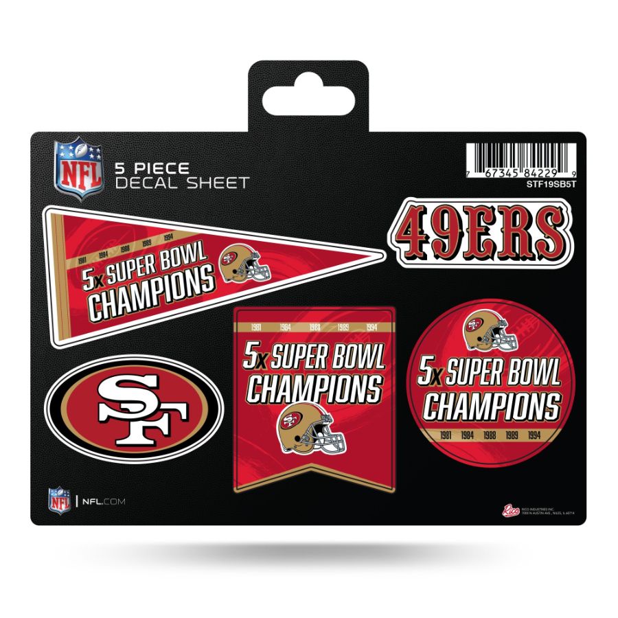 San Francisco 49ers 5 Time Super Bowl Champions - 5 Piece Sticker Sheet ...