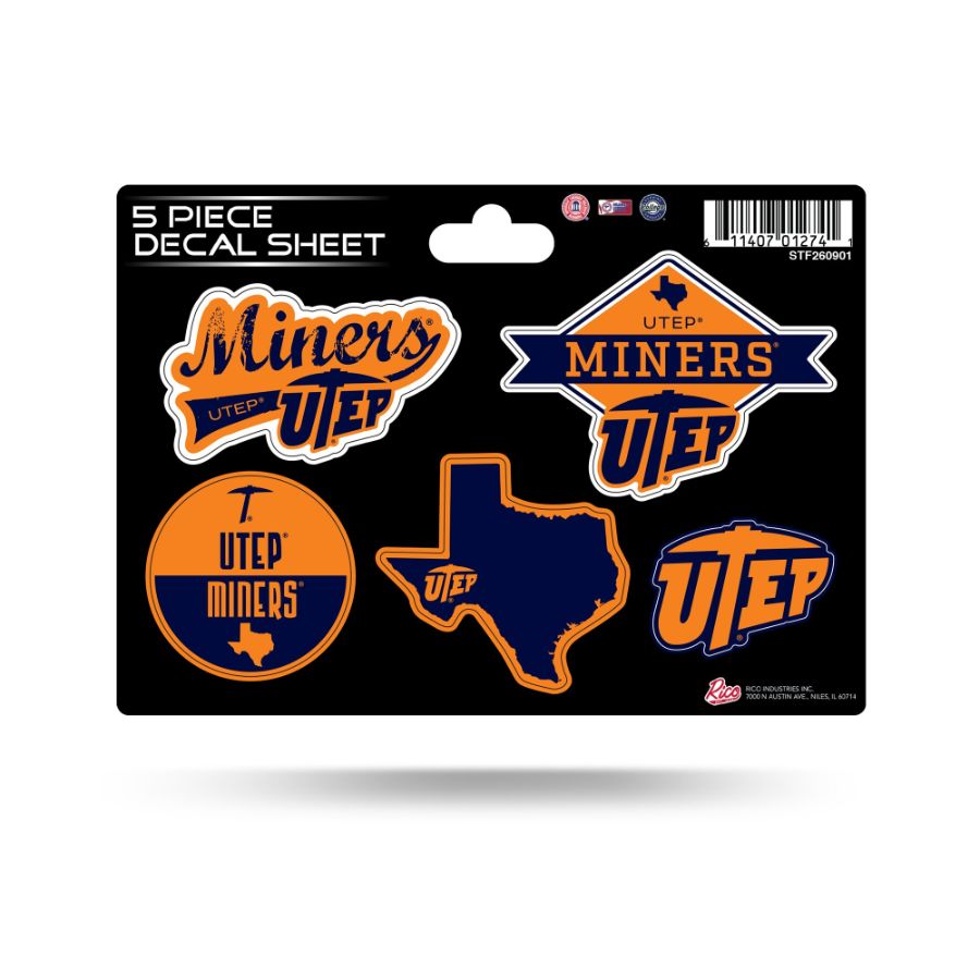 University Of Texas-El Paso UTEP Miners - 5 Piece Sticker Sheet at ...