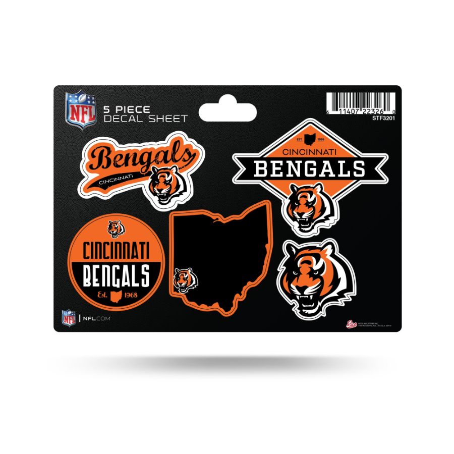 Cincinnati Bengals - 5 Piece Sticker Sheet At Sticker Shoppe