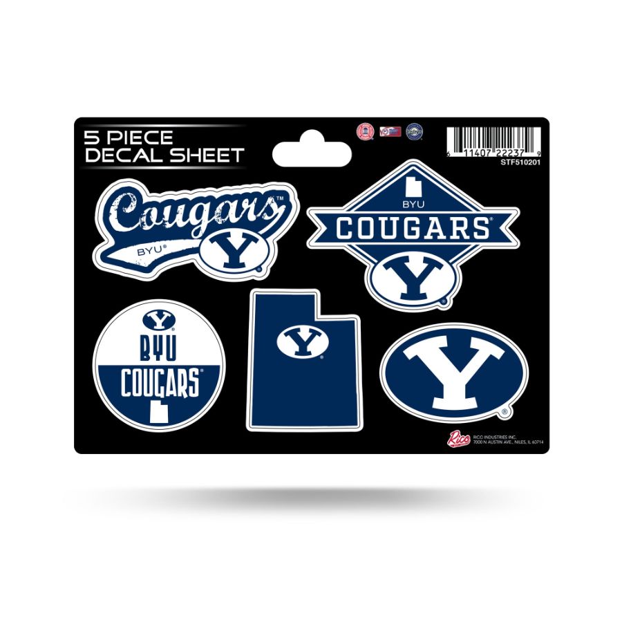 Brigham Young University BYU Cougars - 5 Piece Sticker Sheet At Sticker ...