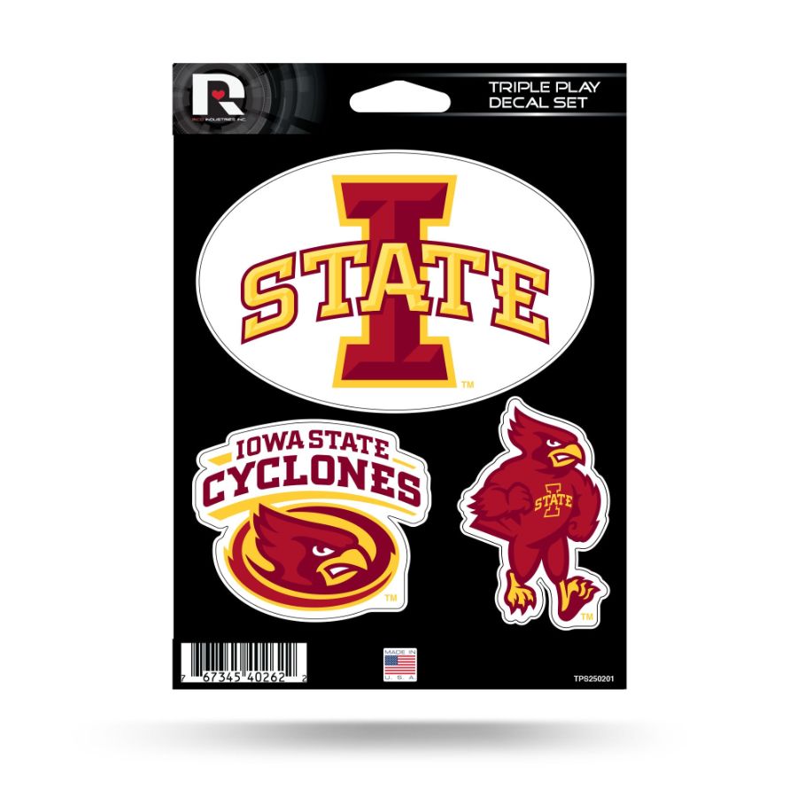 Iowa State University Cyclones - 3 Piece Triple Play Sticker Sheet at ...