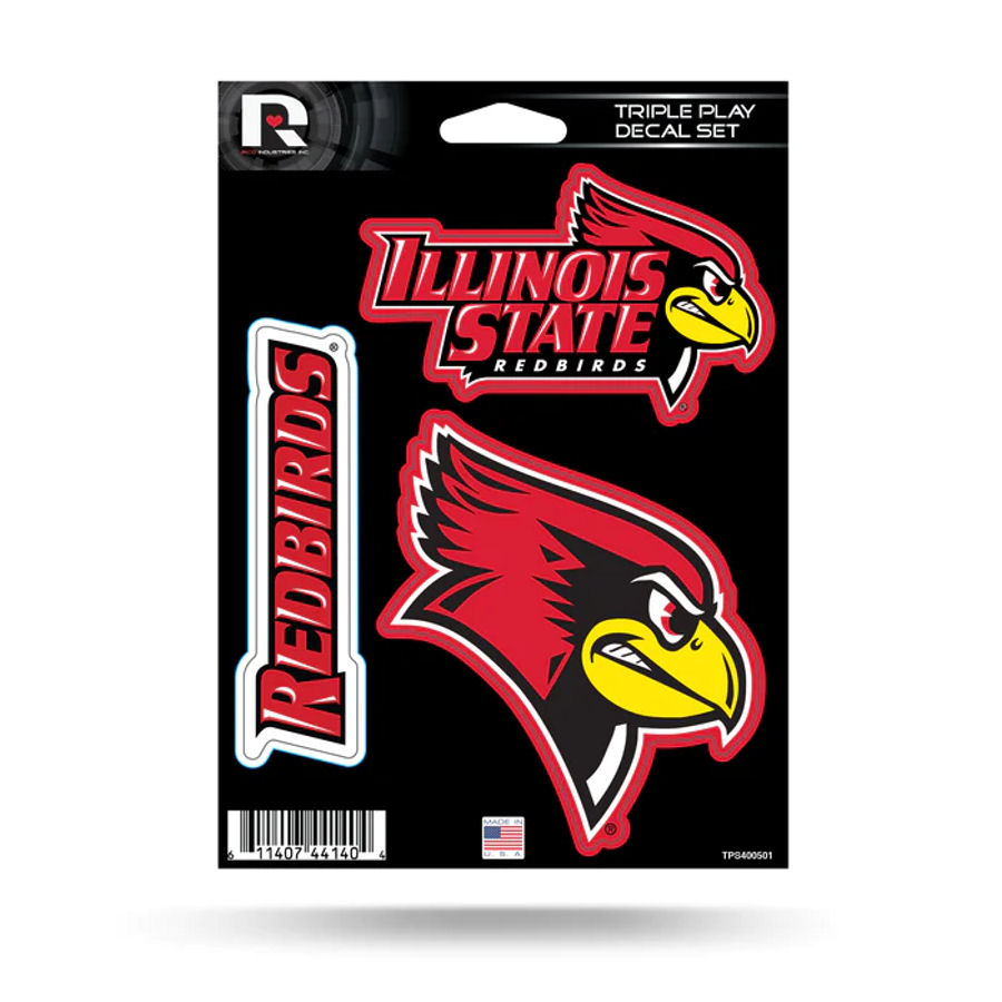 Illinois State University Redbirds 3 Piece Triple Play Sticker Sheet At Sticker Shoppe 9532