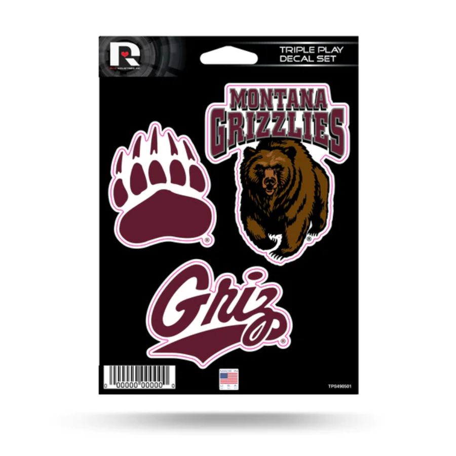 University Of Montana Grizzlies - 3 Piece Triple Play Sticker Sheet at ...