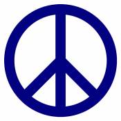 Blue & White Peace Sign - Round Sticker