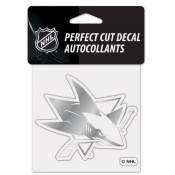 San Jose Sharks - 4x4 Silver Metallic Die Cut Decal