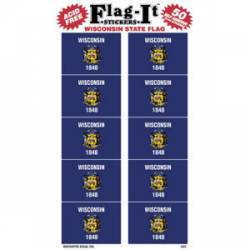 Wisconsin State Flag - Pack Of 50 Mini Stickers