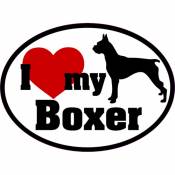 I Love My With Red Heart Boxer - Oval Sticker