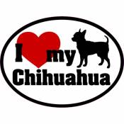 I Love My With Red Heart Chihuahua - Oval Sticker