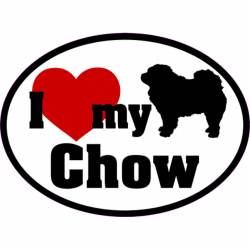 I Love My With Red Heart Chow - Oval Sticker