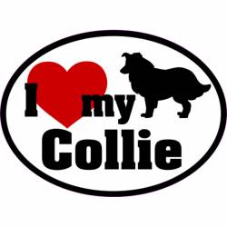 I Love My With Red Heart Collie - Oval Sticker