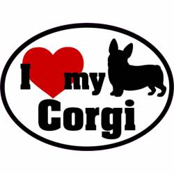 I Love My With Red Heart Corgi - Oval Sticker