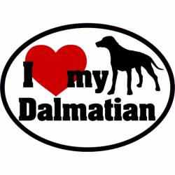 I Love My With Red Heart Dalmatian - Oval Sticker