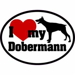 I Love My With Red Heart Doberman - Oval Sticker
