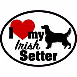 I Love My With Red Heart Irish Setter - Oval Sticker