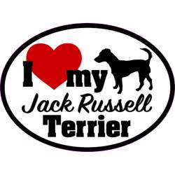 I Love My With Red Heart Jack Russell Terrier - Oval Sticker