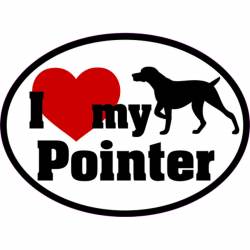 I Love My With Red Heart Pointer - Oval Sticker