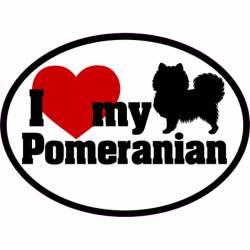 I Love My With Red Heart Pomeranian - Oval Sticker