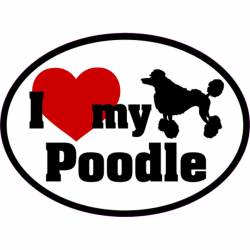 I Love My With Red Heart Poodle - Oval Sticker