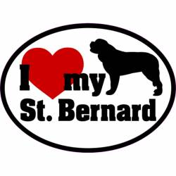 I Love My With Red Heart Saint Bernard - Oval Sticker