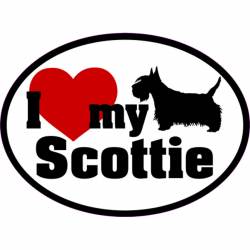 I Love My With Red Heart Scottie - Oval Sticker