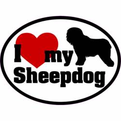 I Love My With Red Heart Sheepdog - Oval Sticker